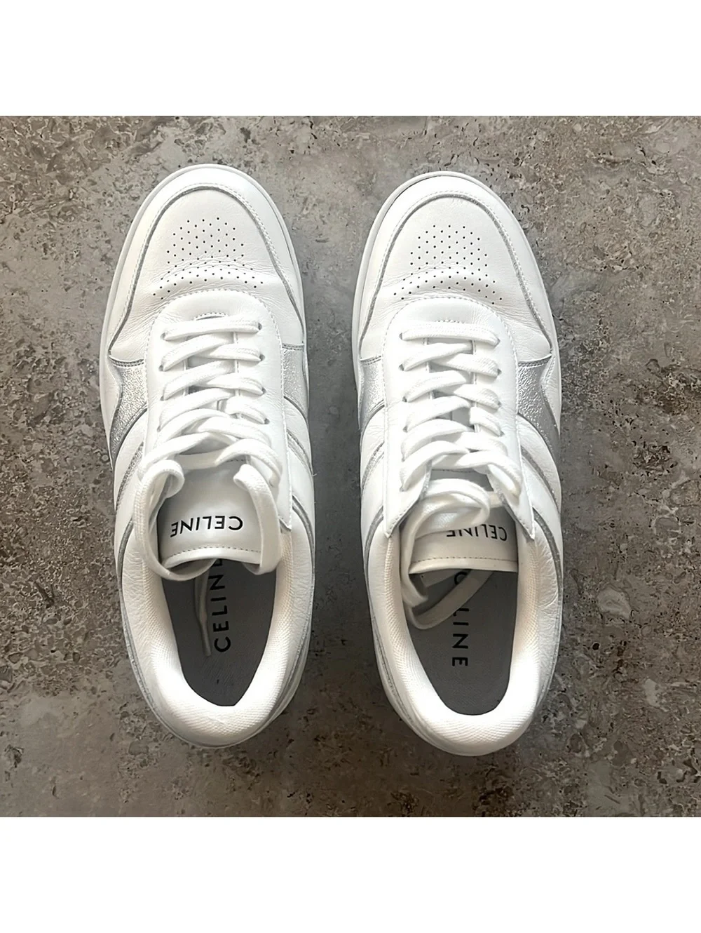 Celine Low Wave Lace-Up Sneaker, Optic White/Silver Size 41 in Box +DustBag $750